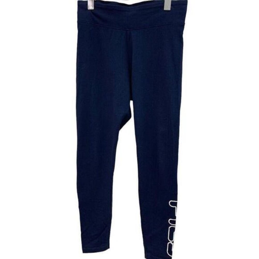 Fila Womens Blue Cotton Pull On Logo Leggings Yoga Activewear Size Small​​​